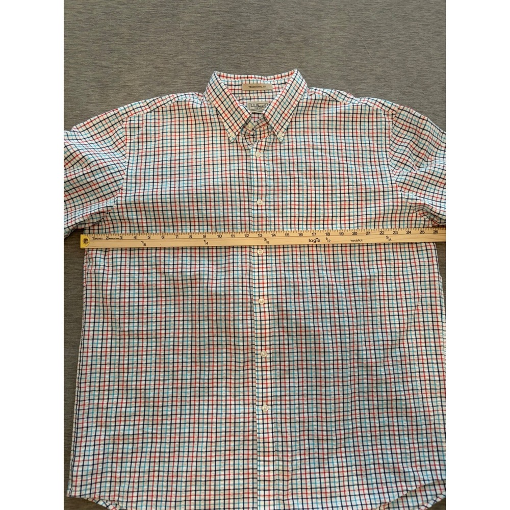 LL Bean Mens Traditional Fit Cotton Tattersall Check Button Down Shirt XL